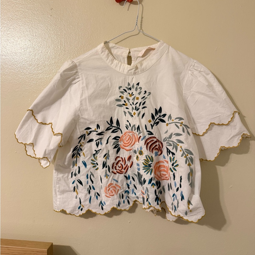 Zara - Embroidered Cream Top from Trafaluc Collection